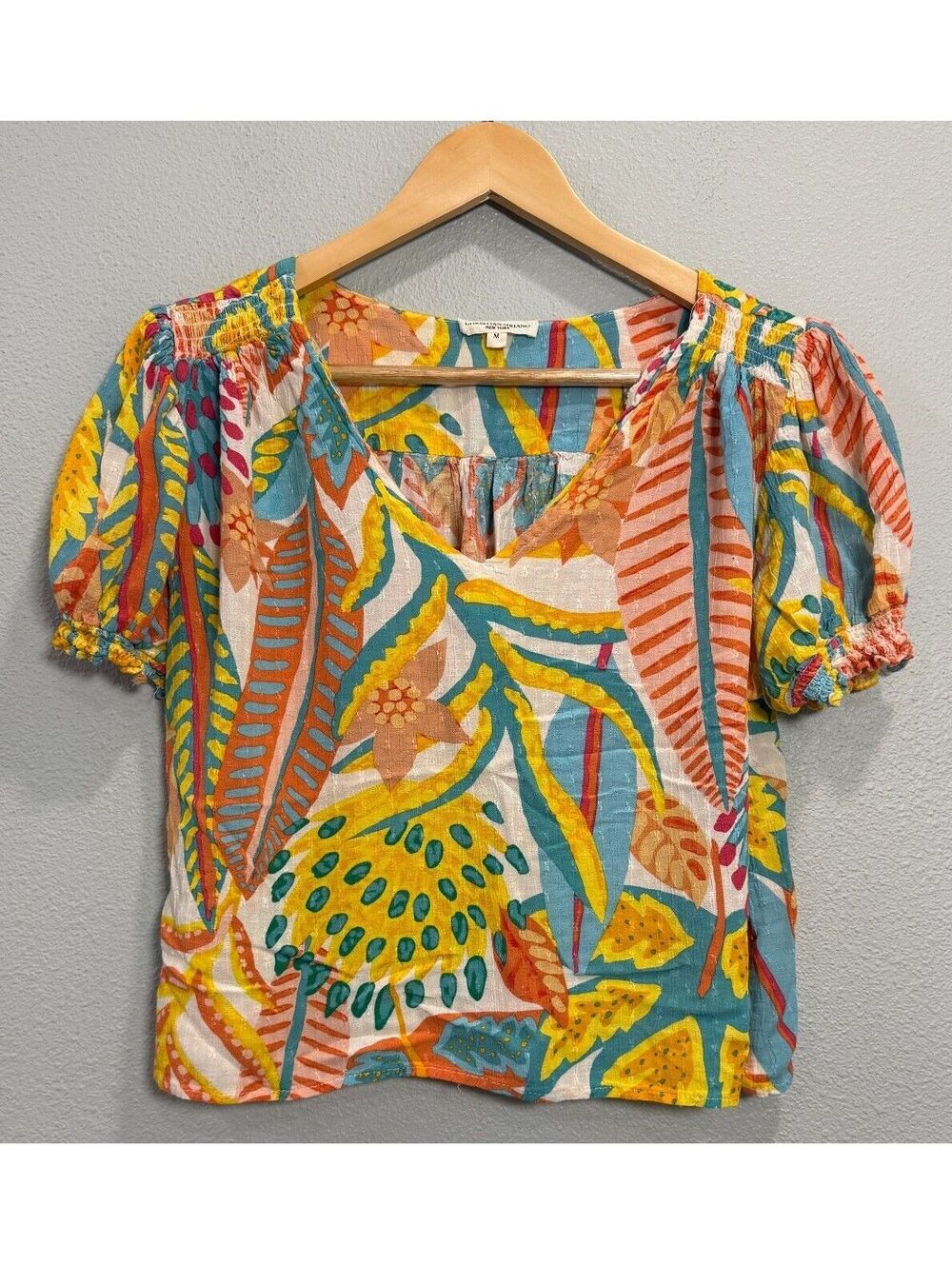 Christian Siriano Bubble Sleeve Colorful Print Blouse - Women's Medium